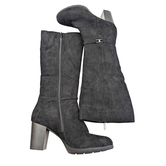 Anne Klein Rya Block Heel Knee High Boots Side Zip Women's Black Size US10M EU41 - Picture 9 of 12